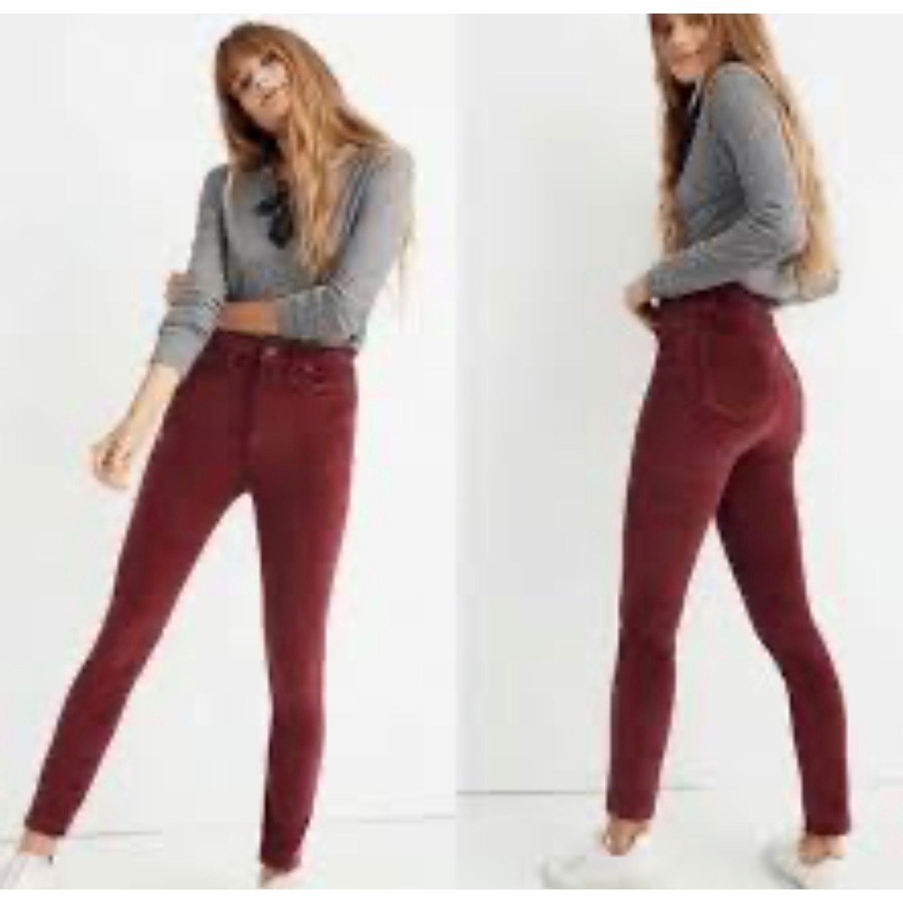 Madewell 10" High-Rise Skinny Cords 27T 29" inseam brick red with stretch